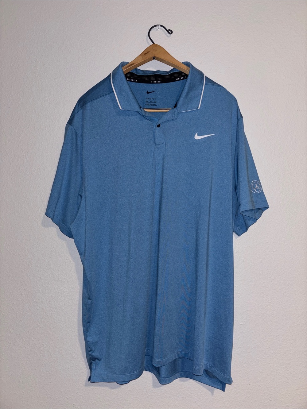 Nike Light Blue Men’s Golf Polo with White Swoosh - Golf Polo